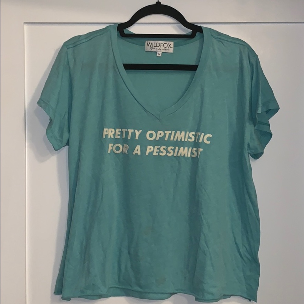 Wildfox light green “optimist” t-shirt